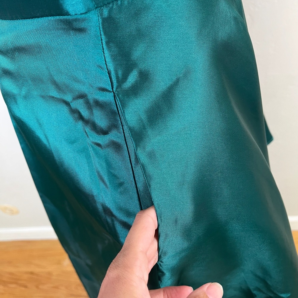 Lulus Gown High-Low Halter Neck Size Small Emerald‎ Green Satin Pockets New - Picture 5 of 8